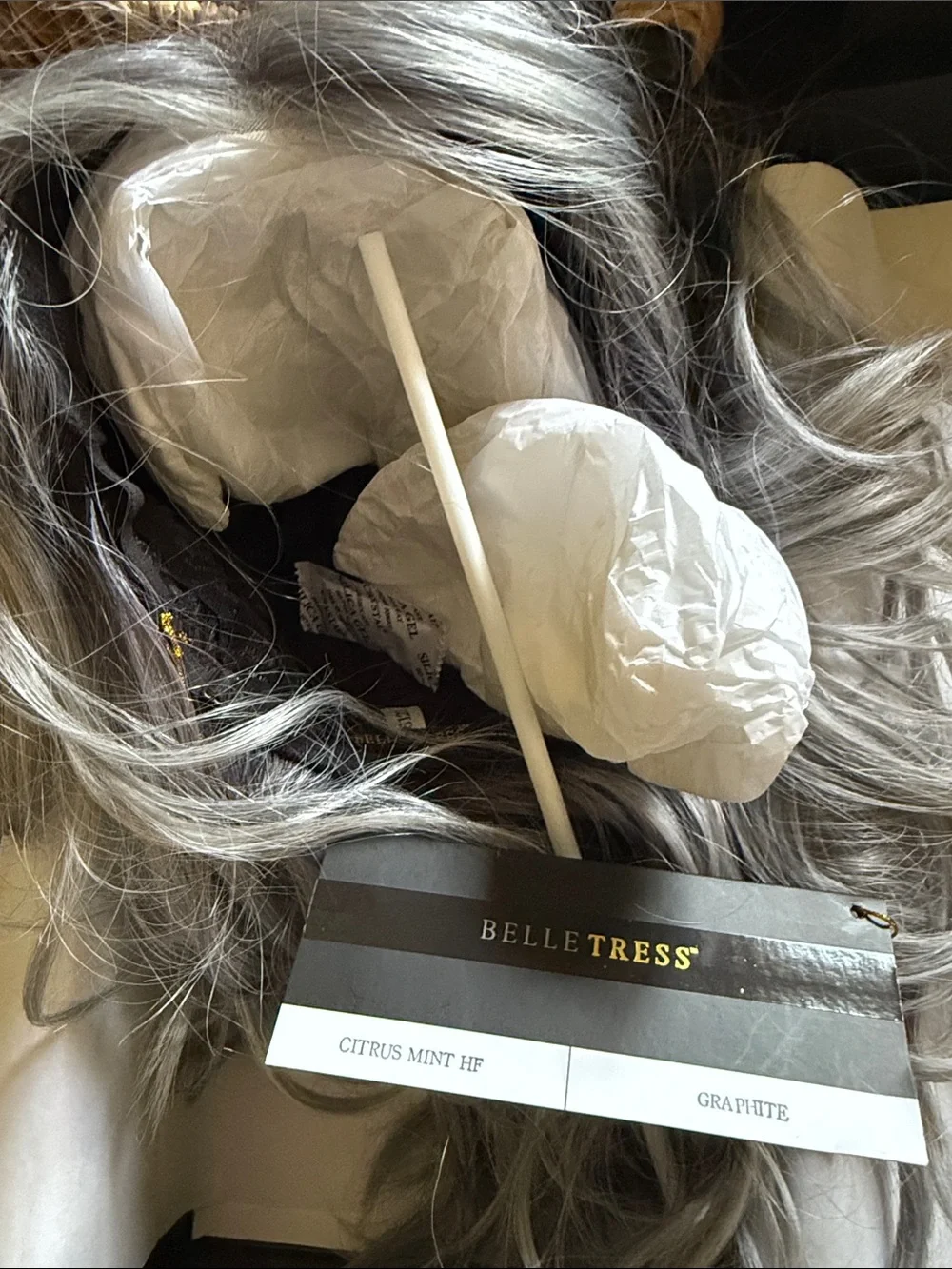 Belle Tress Citrus Mint Women’s Hairpiece Wig - Graphite NWT